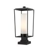 Z-Lite Sheridan 1 Light Outdoor Pier Mounted Fixture, Black & White Opal 595PHBS-SQPM-BK